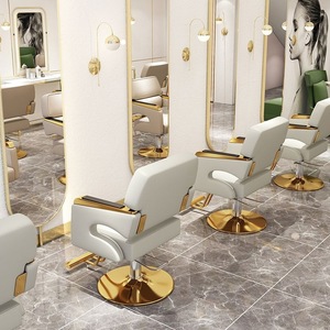 Sillón de Peluquería de Alta Gama, Giratorio y con Altura Ajustable, de Acero Inoxidable y Metal Negro - Product Image 6