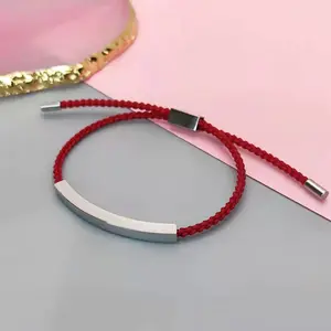 Пользовательские ювелирные изделия Бар гравируемые эффектные браслеты 18k позолоченный регулируемый плетеный красочный браслет для мужчин и женщин