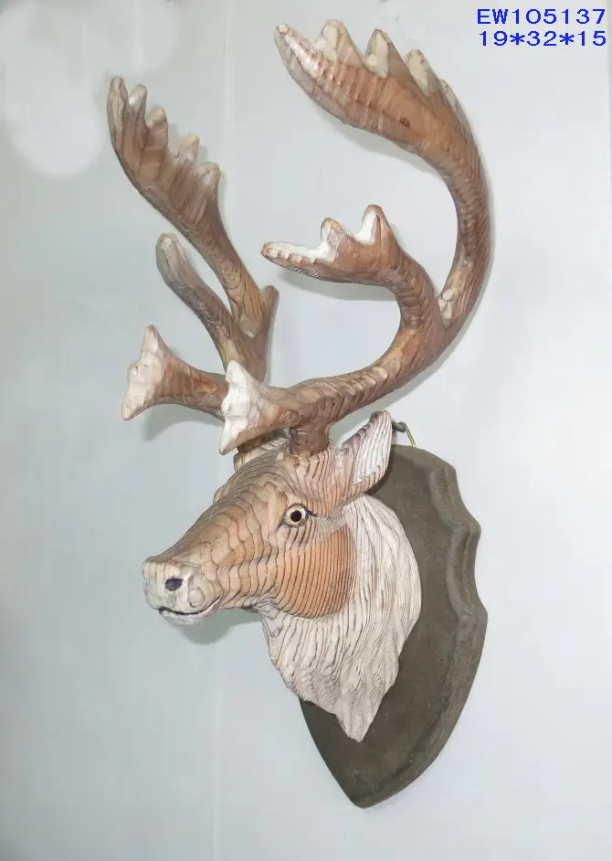 木头雕刻鹿头图片