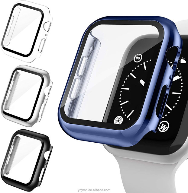 Hard PC Case with Tempered Glass Screen Protector Compatible for Apple Watch Series 6 SE Series 5 Series 4 44mm