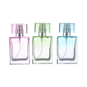 Üretici özel doldurulabilir parfüm şişeleri toptan 30ml 50 ml parfüm cam şişe kapağı ile