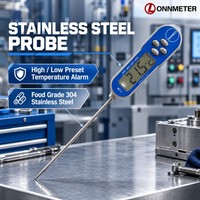 Termometer Probe Genggam LCD Digital Akurasi Tinggi Diameter 1.8mm. Fungsi Alarm Suhu Berperingkat IP68 untuk Penggunaan Industri