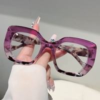 Lunettes de vue œil-de-chat à monture large imprimé léopard, style européen et américain, tendance et sexy pour femme