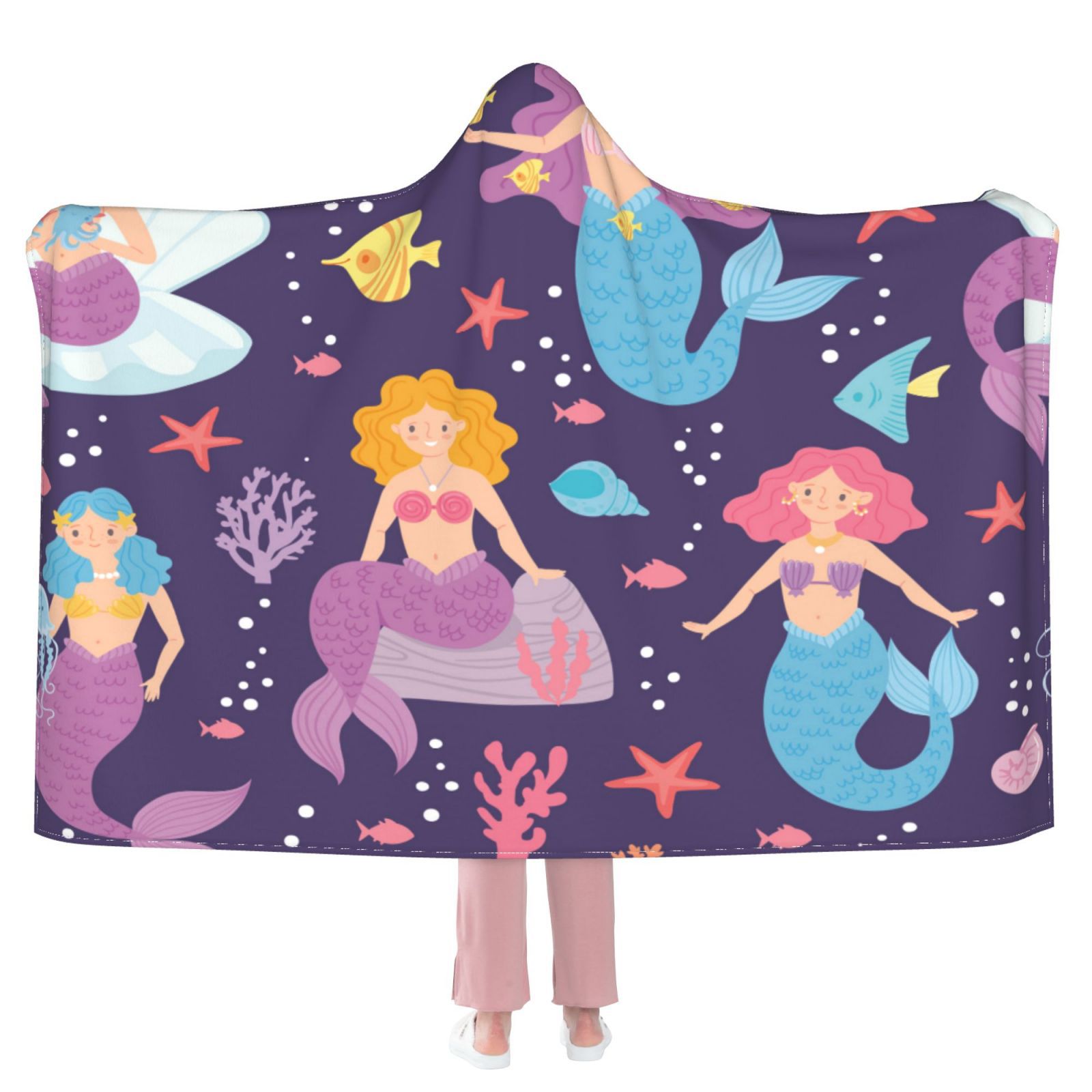 BSCI OEM одеяло с капюшоном, фланелевое одеяло, толстовка с капюшоном, карманом и рукавами, ТВ/пляжное одеяло