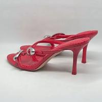 Sandales d'été pour femmes à talon, bout pointu, couleur unie, à enfiler avec boucle, rehaussantes, tendance mode