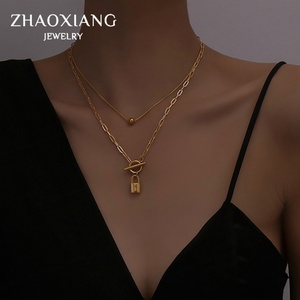 Collar de Moda para Mujer, Estilo Hip Hop, con Colgante de Bola y Cierre, en Acero Inoxidable con Baño de Oro de 18K, Superventas - Product Image 1