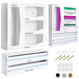 Personnalisé 6-en-1 Bambou Ziplock Sac Organisateur De Stockage Distributeur D'emballage Naturel avec Cutter pour Cuisine <span class=keywords><strong>Tiroir</strong></span> Zip Lock Sac - Product Image 1