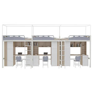 Moderno <span class=keywords><strong>letto</strong></span> a castello in metallo doppio acciaio con armadio per adulti scuola universitaria mobili per uso dormitorio Loft - Product Image 3