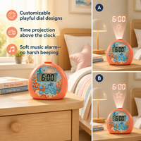 Jam Alarm Meja LCD Proyektor Anak-Anak yang Dapat Disesuaikan, Jam Tangan Timer, Hadiah Natal Ulang Tahun, Dekorasi Rumah