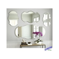 Miroir de salle de bain moderne sans cadre à bords biseautés, épaisseur 1-6 mm, décoration murale de chambre à coucher, variété de formes : ovale, arche, cercle, hexagone, plat