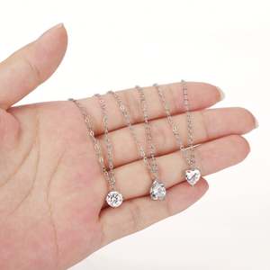 Collar con Colgante de Burbuja de Circonita AAA, Acero Inoxidable, Gota de Agua, Diamante Individual, Resistente al Agua, Oro 18K, Deportivo, Unisex, Cadena de Bambú - Product Image 2