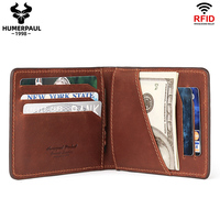Dompet Merek Kulit Asli Pria, Tas Kartu Kredit, Dompet Tipis Retro Kulit Crazy Horse, Dompet Koin Sederhana Multi Slot