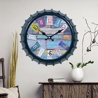 2025 Art Deco Quartz Fashion hadiah rumah tangga dekoratif cetak Logo botol bir penutup jam dinding plastik untuk Paskah