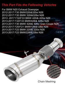 Downpipe per <span class=keywords><strong>BMW</strong></span> N26 220i/228i/320i/328i/420i/428i/<span class=keywords><strong>ix</strong></span> F20 F21 F22 F30 F32 F33 2.0T in Acciaio Inox 304 SYPES - Product Image 3