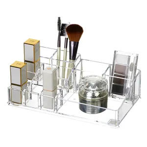 PS desktop organizer kosmetik, kotak makeup makeup laci dapat ditumpuk kotak transparan PS penyimpanan makeup