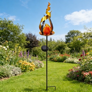 Lampes solaires de jardin Yuandian, nouveau style personnalisé, à LED avec effet flamme, étanches IP65, petites lampes de pelouse en fer pour cour et <span class=keywords><strong>terrasse</strong></span> - Product Image 1