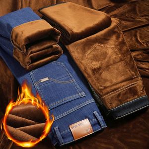 Jeans épais doublés de polaire pour <span class=keywords><strong>homme</strong></span>, coupe droite ample, <span class=keywords><strong>taille</strong></span> élastique, <span class=keywords><strong>grande</strong></span> <span class=keywords><strong>taille</strong></span>, <span class=keywords><strong>pantalon</strong></span> décontracté pour <span class=keywords><strong>homme</strong></span> - Product Image 3