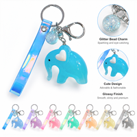 Porte-clés éléphant de dessin animé mignon, pendentif de sac en acrylique translucide couleur gelée, breloque de sac à dos, cadeau décoratif