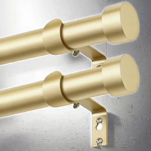 ALY HOME Gold Metal <strong>Curtain</strong> <strong>Poles</strong> 25mm Diameter Adjustable Extendable Wall Mounted with <strong>Eyelet</strong> and Finials - Product Image 1