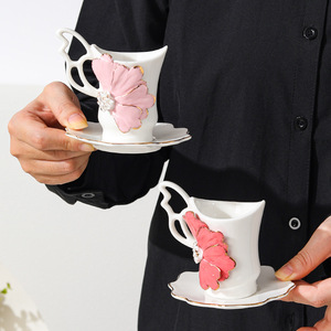 Minimalist Stylish <b>Ceramic</b> Coffee <b>Cup</b> & Saucer Set, Premium Espresso Mug for Home Afternoon Tea Daily Drinkware - Product Image 2