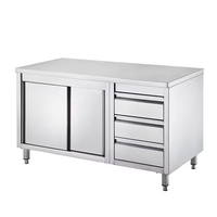 Armoire à trois tiroirs en acier inoxydable industriel, table de cuisine pour usage commercial, établi en acier inoxydable pour hôtel