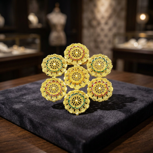 Wholesale Fashion Brooches 14K 18K 24K Micron Gold Forming Brooches or Saree Pin Traditional Dubai Style <b>Bridal</b> Wedding Brooches - Product Image 3