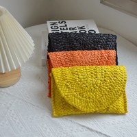 Client tendance Boho été plage coloré raphia herbe tissé pochette sac à main fourre-tout décontracté avec fermeture à glissière perles décoration