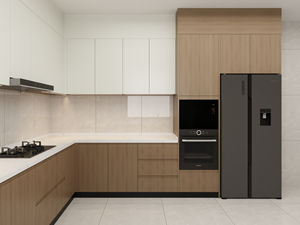 Juego de Muebles de Cocina Modernos Importados, Listos para Armar, Gabinetes de Melamina con Acabado en Madera Blanca, Directo de China - Product Image 3