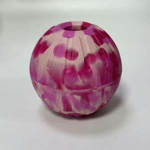 Palla Giocattolo per Cani Moderna e alla Moda, Design Cavo con Rilievi, per Pulizia e Masticazione dei Denti, in Materiale EVA Ecologico, Serie Rosa Colorata - Product Image 4