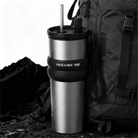 Grande tasse isolée en acier inoxydable avec gobelet de qualité supérieure à paille enduite de céramique 316 pour café et boissons