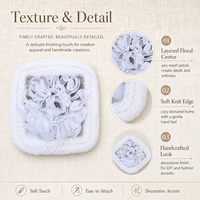 Applique florale carrée blanche de 5 cm, patch en dentelle tricotée douce pour vestes, sacs, accessoires pour cheveux, emballage cadeau et projets de bricolage