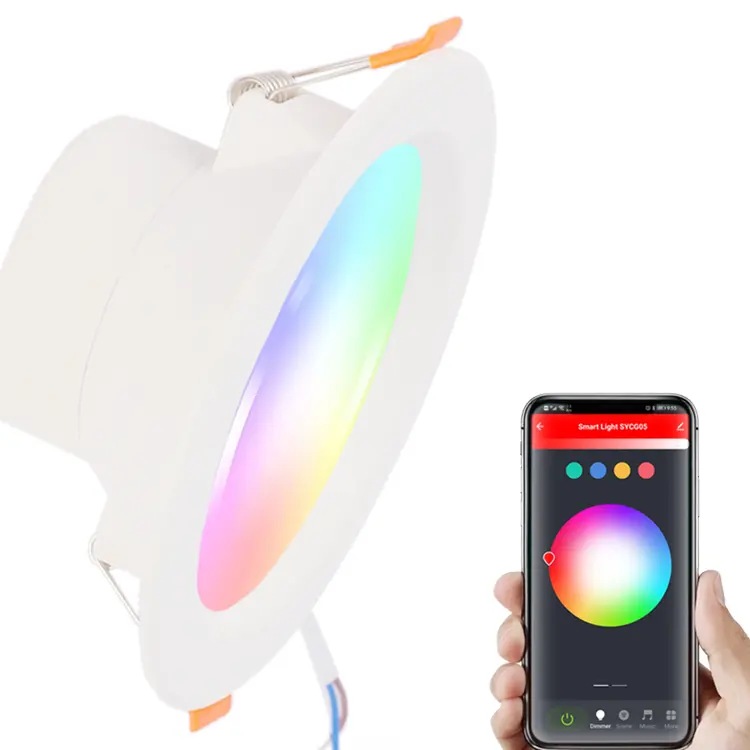 음성 제어 7W 9W RGB 밝기 조절이 가능한 색상 투야 와이파이 홈 파티 분위기 램프를위한 스마트 원격 제어 LED 통