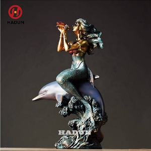 イルカと現代的な屋外の庭の装飾ブロンズスタンディングメタルマーメイド彫刻 - Product Image 4