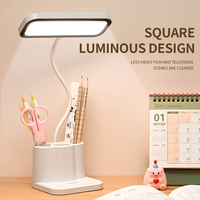 Lampe de bureau LED moderne avec support pour stylo, lumière de lecture, contrôle tactile, rechargeable par USB, ABS, intensité réglable, batterie, lumière de lecture, dortoir, étude