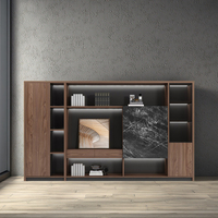 Meuble de rangement modulaire en mélamine de style industriel moderne, bas, mobile, avec compartiment latéral pour imprimante, pour bureau, maison, école, hôpital, archivage