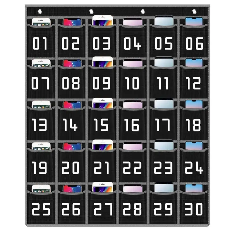 Non-Woven Calculator and Cell Phone Holder Hanging Wall Organizer Classroom Pockets Chart Storage