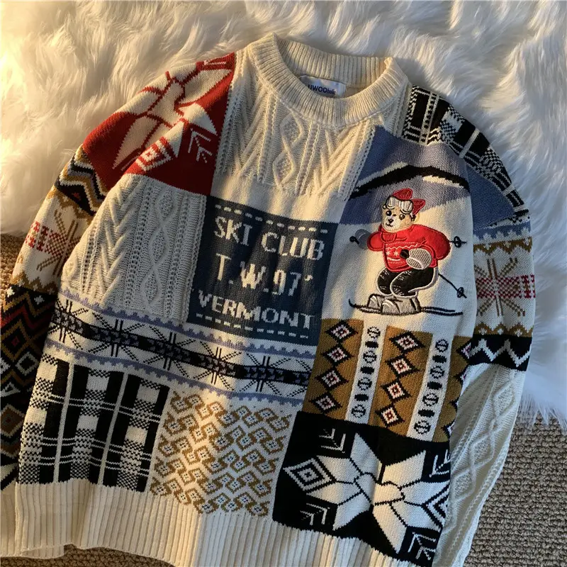 OEMカスタム醜いケーブルデザインファッションニットプルオーバーメスクリスマスセーター