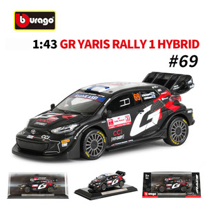 Voiture miniature <span class=keywords><strong>Burago</strong></span> <span class=keywords><strong>1</strong></span>/<span class=keywords><strong>43</strong></span> GR Yaris # 17-33-69 Modèle de rallye en alliage de qualité hobby pour adultes, collection de jouets pour garçons, boîte de présentation - Product Image 4