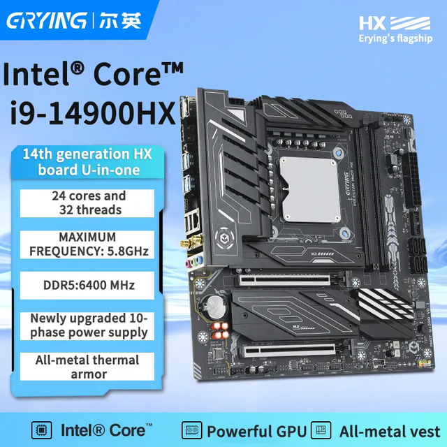 ERYING for MODT I9 14900HX 24-Core 32T DDR5 RAM New DIY Desktop CPU Motherboard Combo Set 5.8GHz 30MB L3 Cache for Gamers LGA