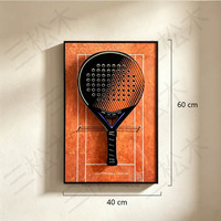 Set Bingkai Pajangan Raket, Bingkai Seni Dinding Padel, Kotak Bayangan Lengkung & Persegi Panjang, Dekorasi Dinding Minimalis, Tanpa Raket Tanpa Lampu