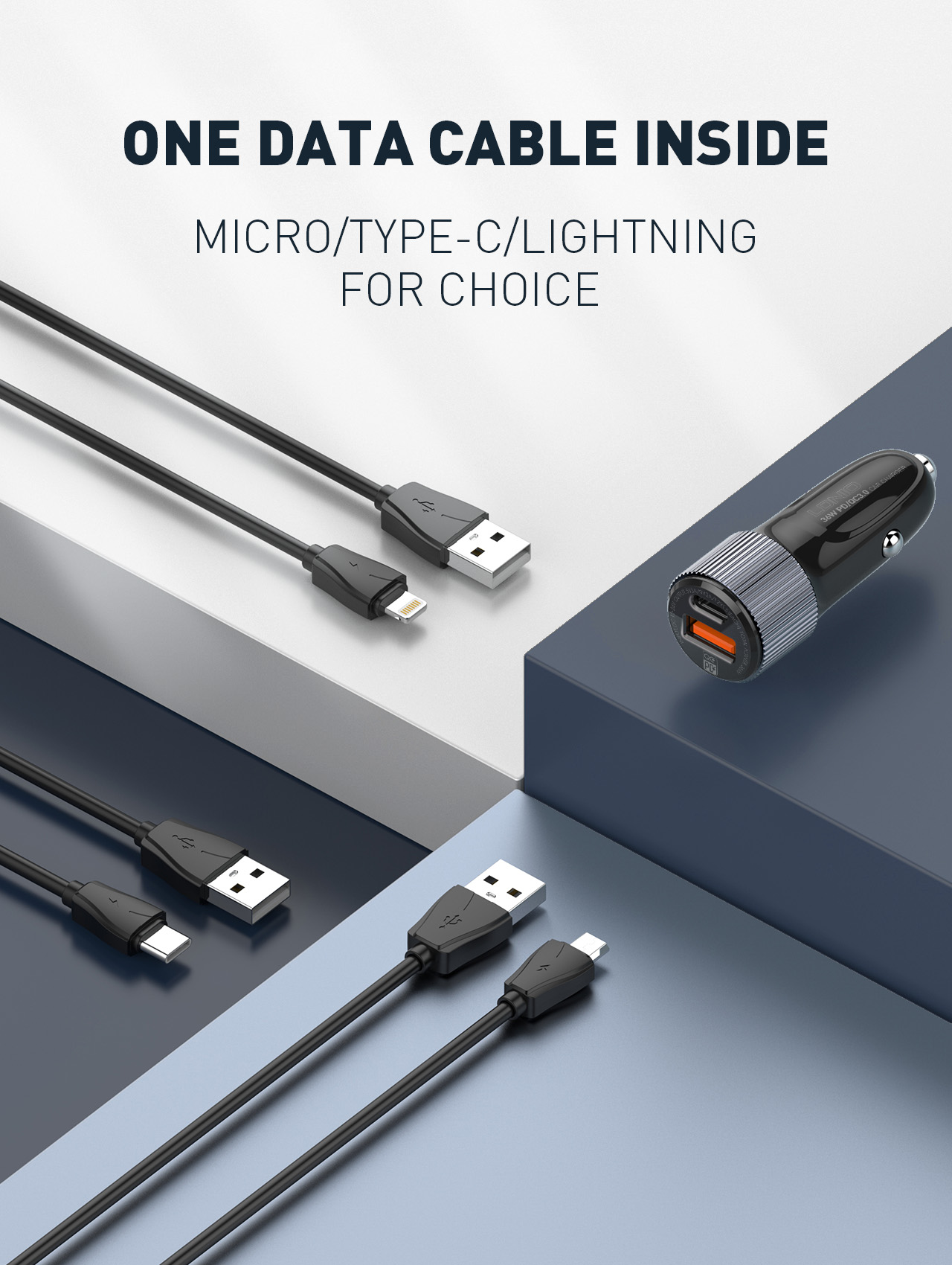 LDNIO C510Q USB C Fast Car Charger 36W PD+QC3.0 Fast Charging in Car charger Dual Port USB Car Charger