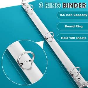 Classeur à 3 anneaux de 0,5 pouce, compatible <span class=keywords><strong>A4</strong></span>, en plastique souple, capacité de 140 feuilles, <span class=keywords><strong>avec</strong></span> 1 pochette, organisateur polyvalent pour le bureau - Product Image 3