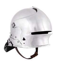 Casque allemand Sallet en acier, fabriqué à la main avec doublure en cuir, style médiéval, pour exposition muséale (circa 1490) - Product Image 1