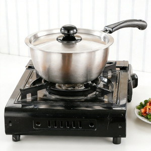 Olla para leche de acero inoxidable, con un solo mango, antiadherente, plateada, engrosada, para cocinar fideos, comida para bebés, sopa transparente - Product Image 1