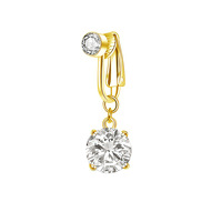 Nouveau style de pendentif de nombril pour femmes tendance, faux piercing non-percé, en cuivre incrusté de zircon, avec pendentif tête de lapin, clip de nombril