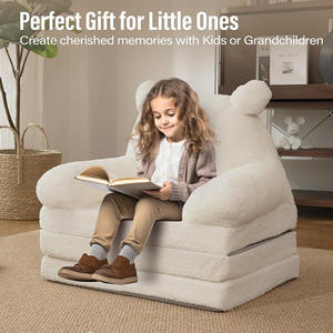 โซฟาเด็กพับได้ รูปหมีเท็ดดี้ ขนเชอร์ปา พร้อมเบาะโฟมพับได้สามตอน สำหรับเด็กหญิงและเด็กชาย อายุ 1 2 3 ปีขึ้นไป - Product Image 6