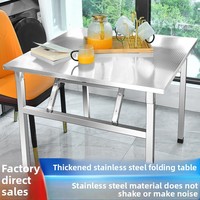 Table pliante en acier inoxydable épaissi, pratique et idéale pour la maison (cuisine ou salle à manger), le camping en plein air