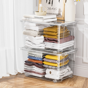55L Hộp nhà bếp lớn Stackable nhựa trong suốt lưu trữ hộp nắp - Product Image 5