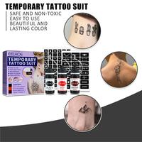 EELHOE Kit de Tatouages Temporaires Imperméables en Plastique Durable avec Pochoir de Broderie à Motifs Creux et Liquide de Tatouage au Jus