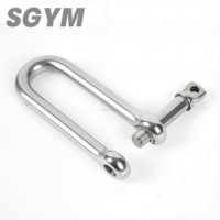 Manille en D longue réglable en acier inoxydable 304, polie, forgée, pour quincaillerie de levage, M4 5 6 8 10 12 14 16